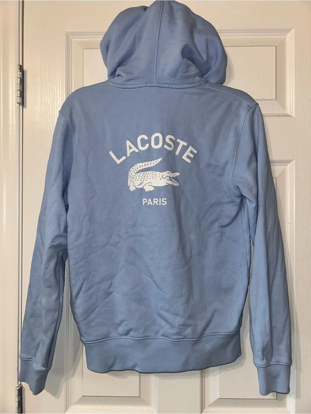 Lacoste Pastel Blue Pullover Hoodie with White Logo